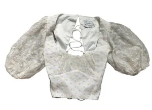 Hello Molly White Puff Sleeve Cropped Blouse 2 thumbnail 1