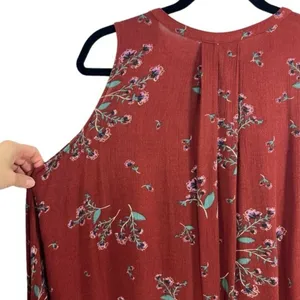 Free People Tree Swing Tunic Tank Mini Dress Crimson Floral Size XS Boho‎ thumbnail 11