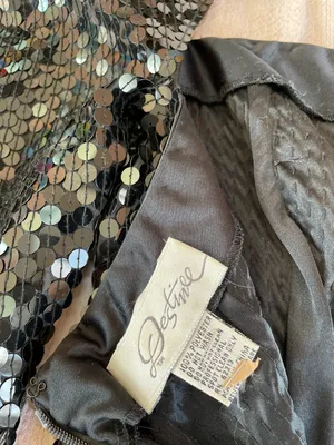 80 Vintage Sequin Dress Black Size 8 thumbnail 5