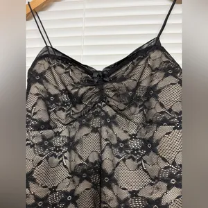 Wild Fable Cropped Tank Top Whimsigoth Lace‎ Black Sheer Y2K Indie Sleaze thumbnail 2