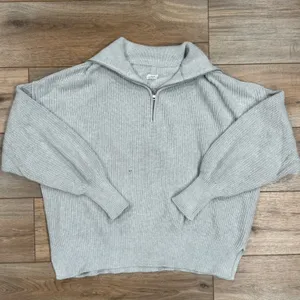 AERIE Gray Oversized Quarter-zip Mid-weight Sweater | Women’s Size XS thumbnail 1