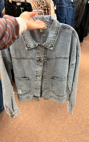 Rockin C Denim Cropped Jacket Blue thumbnail 1