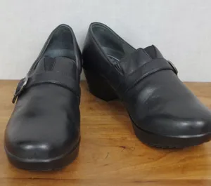 Dansko Tamara Black Leather Buckle Front Clogs Size 40 thumbnail 1
