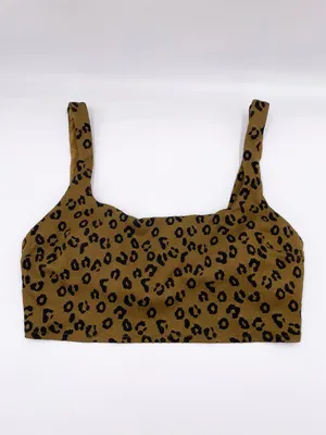 Aerie Scoop Neck High Cut Cheeky Bikini Set Size XL Leopard Print Ribbed Knit thumbnail 2