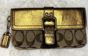 y2k COACH Gold Buckle Signature Pouch thumbnail 1