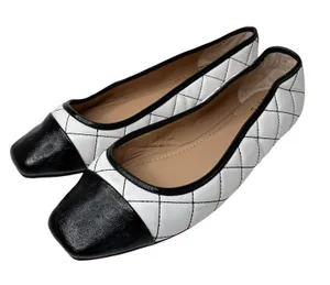 I.N.C. International Concepts White Black Quilted Flats Synthetic Womens sz 9.5 thumbnail 1