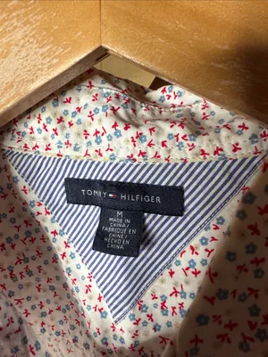 Tommy Hilfiger Ditsy Floral Tie Sleeve Button Down Blouse Size Medium thumbnail 4