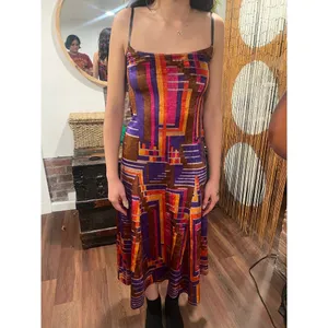 American Vintage Vintage Psychedelic Geometric Velvet Maxi Dress Purple Orange thumbnail 3