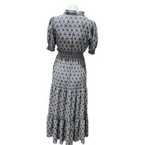 Max Studio Women's XS Blue Floral Maxi Dress Boho Chic 3/4 Sleeve thumbnail 2