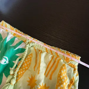 Anisa Anthropologie Soleil Wide Leg Sun Print Tassel Pants Green Yellow XS thumbnail 11