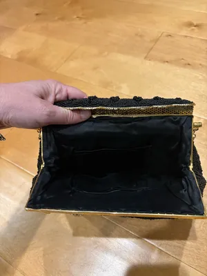 Vintage beaded black evening bag art deco flapper thumbnail 4