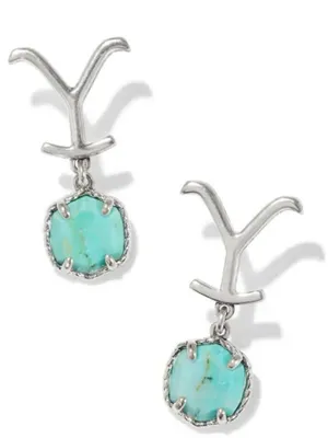 Kendra Scott x Yellowstone Dutton Drop Earrings Vintage Silver Turquoise thumbnail 1
