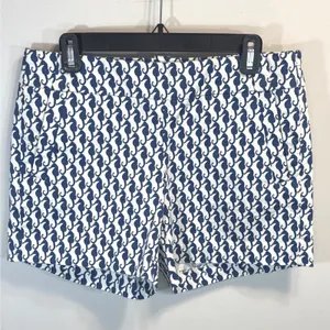 J.Crew Womens‎ Navy Blue Seahorse Print Stretch Side Zip Shorts Size 6 Nautical thumbnail 2