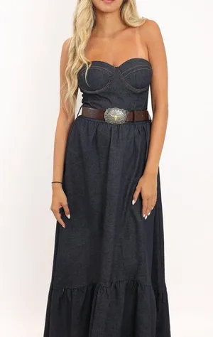 Denim Midi Dress Blue thumbnail 1