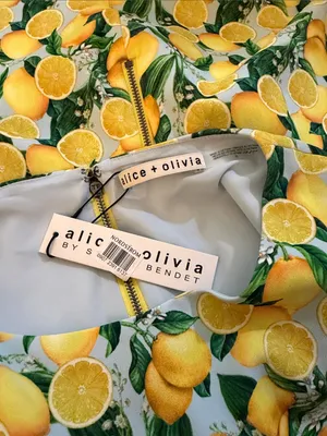 Alice + Olivia Clyde Lemon Print A-Line Shift Dress NWT Size 10 thumbnail 9