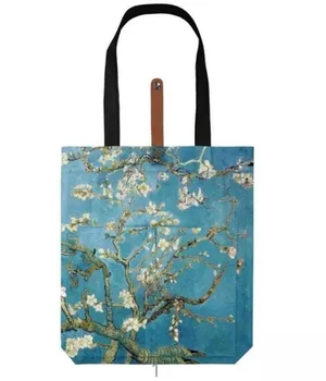 polyester Oil Painting Van Gogh Print Tote Reusable Shopping Bag Almond Blossom thumbnail 1