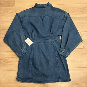 NWT Free People Bo Dress Indigo Blue Denim Shirt Long Sleeve Size L thumbnail 7