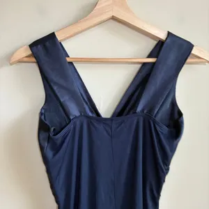 Vintage Star Vixen V-Neck Cocktail Dress Small Navy y2k Satin Mesh O-Ring thumbnail 7
