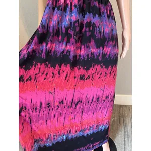 Baby Phat Womens Pink Black tie dye Sexy Flowy Maxi Halter Stretch 2X Dress #196 thumbnail 4