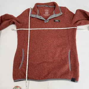 LL Bean Womens Rust Orange Sweater Fleece Pullover 1/4 Snap Size XS Pockets thumbnail 7