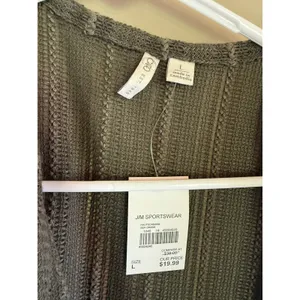Cato‎ Womens Sea Grass Green Knit Fringe Longline Vest Cardigan Large NWT thumbnail 2
