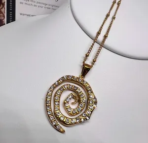 Gold snake swirl pendant necklace thumbnail 4