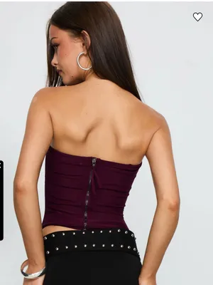 Princess Polly Oscuro Longline Mesh Corset Top Currant thumbnail 6