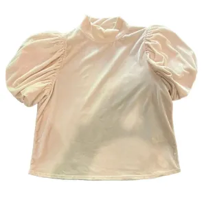 Free People Claudia Light Pink Velvet Mock‎ Neck Puff Sleeve Blouse Size Medium thumbnail 2
