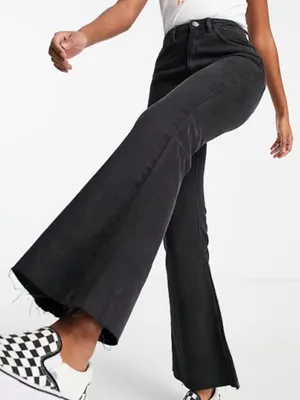 Reclaimed Vintage Black Raw Hem Flare Jeans Women’s 38 (22) thumbnail 1
