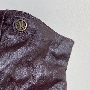 Adrienne Vittadini Oxblood Leather Gloves Cashmere Wool Lining Size Medium thumbnail 2