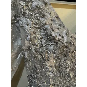 MAC DUGGAL 20214 LONG SLEEVE BEADED APPLIQUE GREY MULTI GOWN Size 6 Dress thumbnail 11