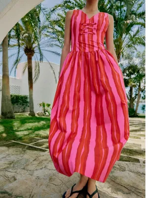 NWT ZARA BLOGGERS FAVE STRIPED FROG FASTENING DRESS Multicolored thumbnail 4