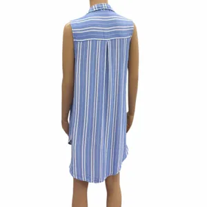 Staccato Blue Striped Sleeveless Button Up Tunic Top Blouse Womens Large thumbnail 3