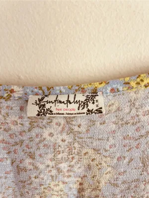 Free People All My Love Wrap Dress Blue Yellow Floral Mini Ruffle Hem size M thumbnail 12