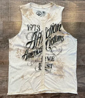 Affliction Women’s Tie Dye Tank Top Lace Accents Biker Motorcycle Grunge Small thumbnail 1