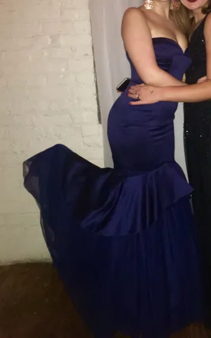 Satin Navy Mermaid Dress thumbnail 1