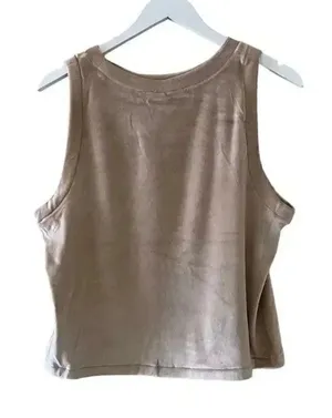 Skims Velour Crew Neck Tank Sienna Brown Crop Boxy Sleeveless SZ XL #1471 thumbnail 1