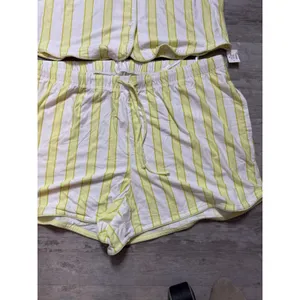 State of Day Womens Small Pajama Set Yellow White Striped Top & Shorts NWT A4020 thumbnail 6