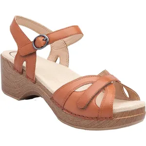 Dansko Season sandals camel full-grain leather block heel size 38 US 7.5 8 thumbnail 1