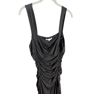 Reformation Suvi Knit Midi‎ Dress Size Large Black Ruched Jersey thumbnail 5