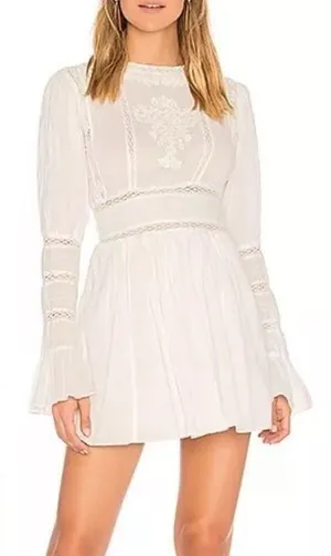 Free People White Victorian Waisted Mini Dress Ivory No Size EUC thumbnail 1