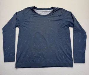 Lululemon Swiftly Tech‎ Long Sleeve Shirt Navy Blue Space Dye Size 12 thumbnail 1