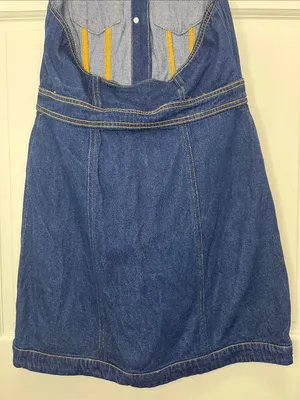 Future Collective Alani Noel Sleeveless Collared Denim Mini Dress - Size 4 thumbnail 10