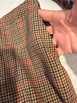 Brandy Melville Brown Plaid Straight Leg Pants with Red Accent thumbnail 2