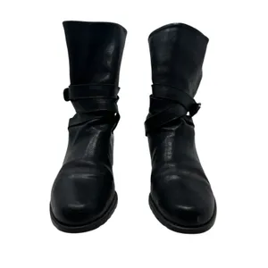 Stuart Weitzman Ranch‎ Dressing Boots Moto Buckle Leather Black Size US 6 thumbnail 2
