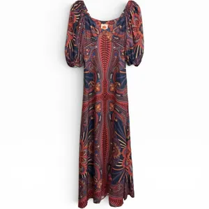 NWT Farm Rio‎ Macaw Arabesque Maxi Dress Puff Sleeve Boho Colorful Tropical XS thumbnail 2