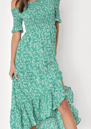 Lulu's Emerald Floral High-Low Dress thumbnail 1