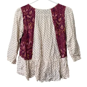 Free People Pennies Sequel Embroidered‎ Babydoll Top SizeXS Hippie Boho Cottage thumbnail 2