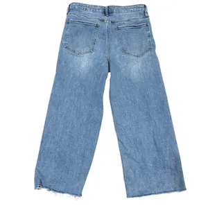 OAT New York‎ High Rise Wide Leg Cropped Jeans Frayed Hem thumbnail 4