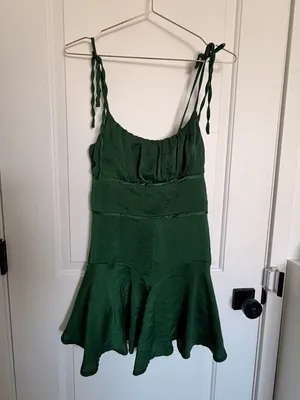 Princess Polly Bowers Emerald Green Satin Romper Playsuit thumbnail 4